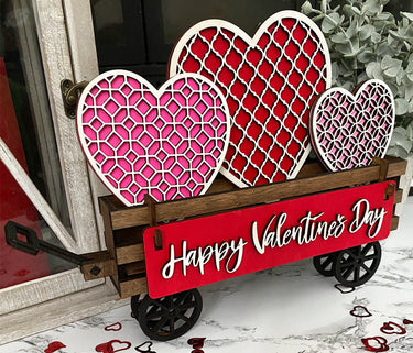 Wagon Shelf Sitter, Valentine's Decor, Valentine's Day Decor, Rustic Decor, Mantel Decor, Interchangeable Decor, Wagon Decor, Heart Decor